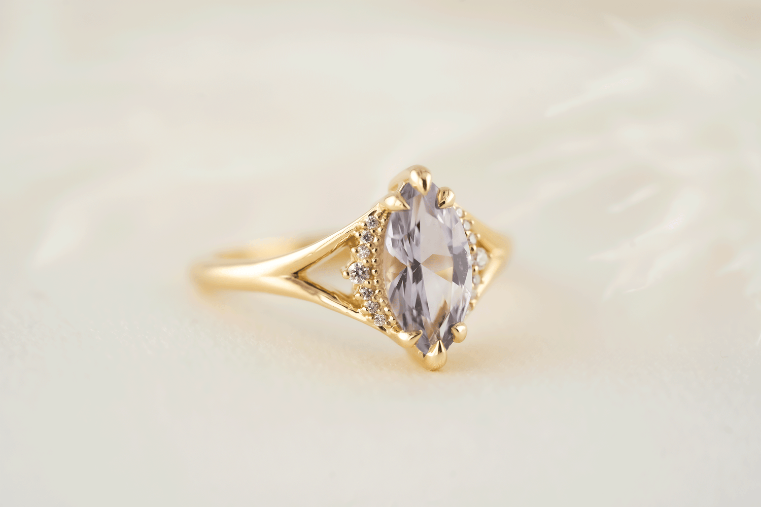 The Serendipity Ring | 1.58 CT Marquise Pastel Purple Sapphire