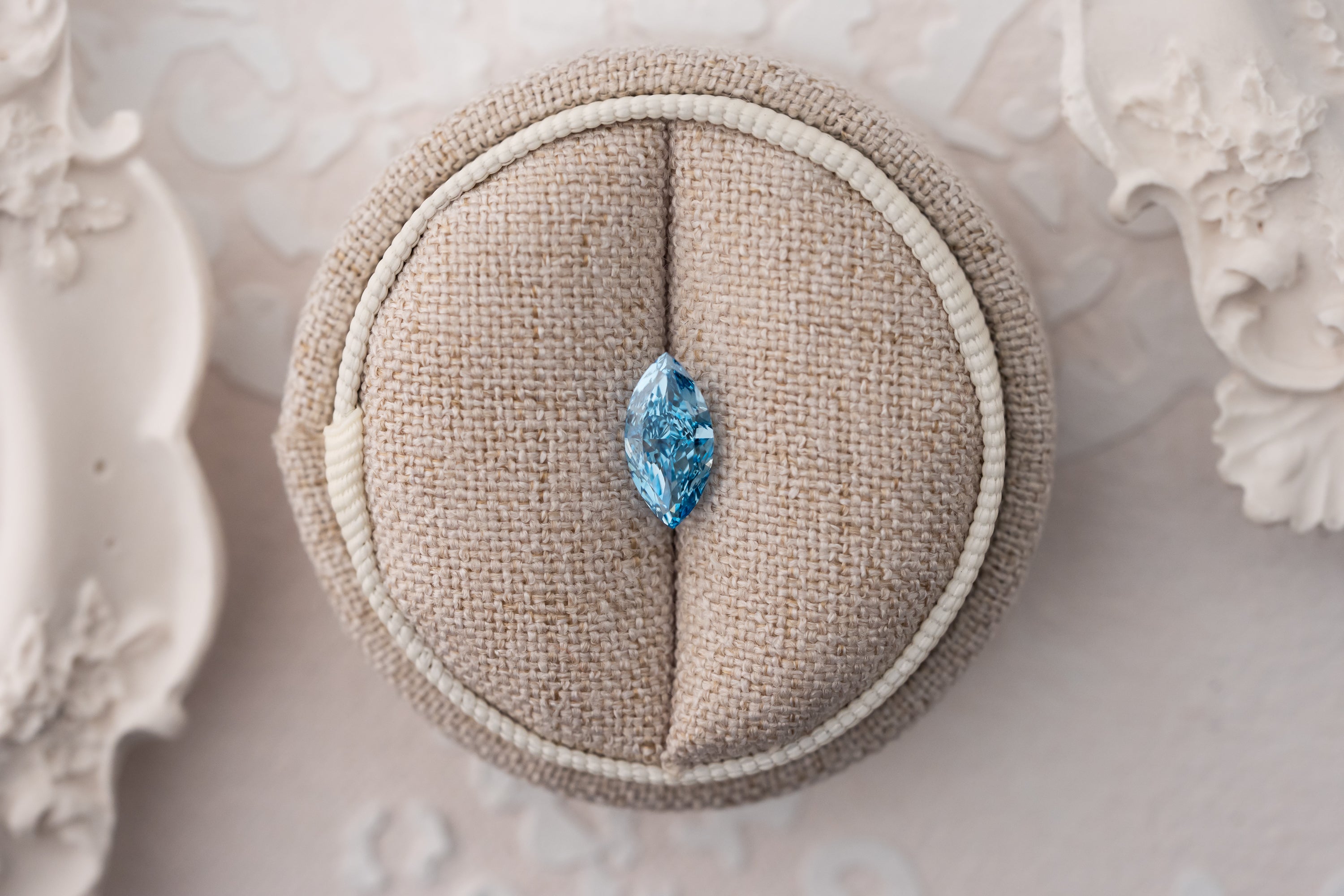 1.22 CT Lab Created Marquise Cut Blue Diamond