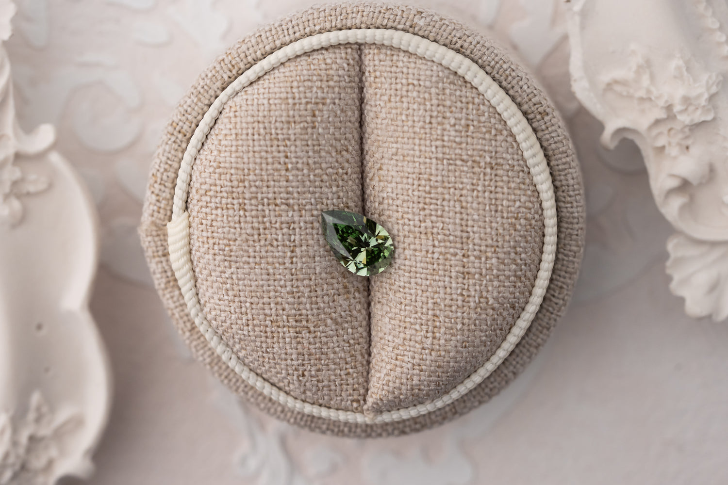 1.15 CT Lab Created Pear Cut Green Diamond