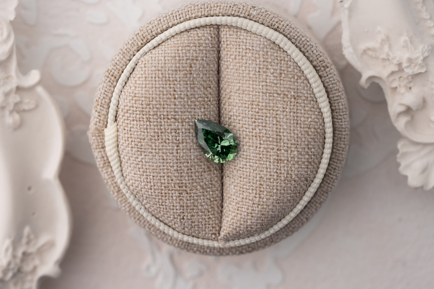 1.51 CT Lab Created Pear Cut Green Diamond