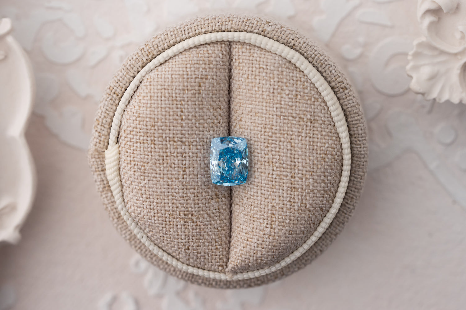 2.08 CT Lab Created Elongated Cushion Cut Blue Diamond