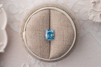 2.08 CT Lab Created Elongated Cushion Cut Blue Diamond