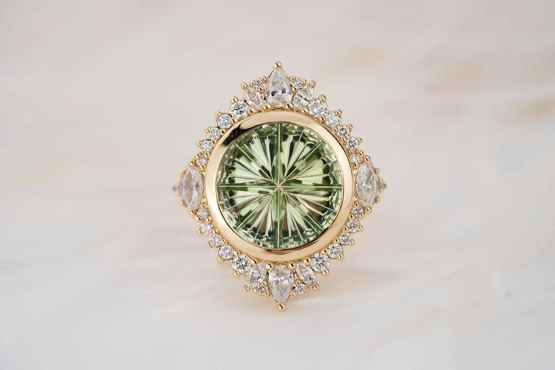The Ethereal Ring | 4.51 CT Round Starbrite™ Green Tourmaline