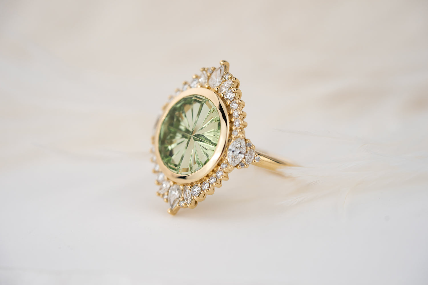 The Ethereal Ring | 4.51 CT Round Starbrite™ Green Tourmaline