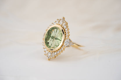 The Ethereal Ring | 4.51 CT Round Starbrite™ Green Tourmaline
