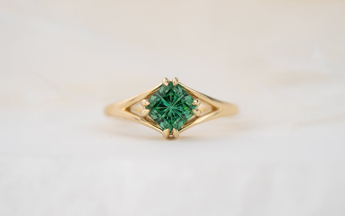 The Willow Ring | 1.56 CT Square Starbrite™ Green Tourmaline