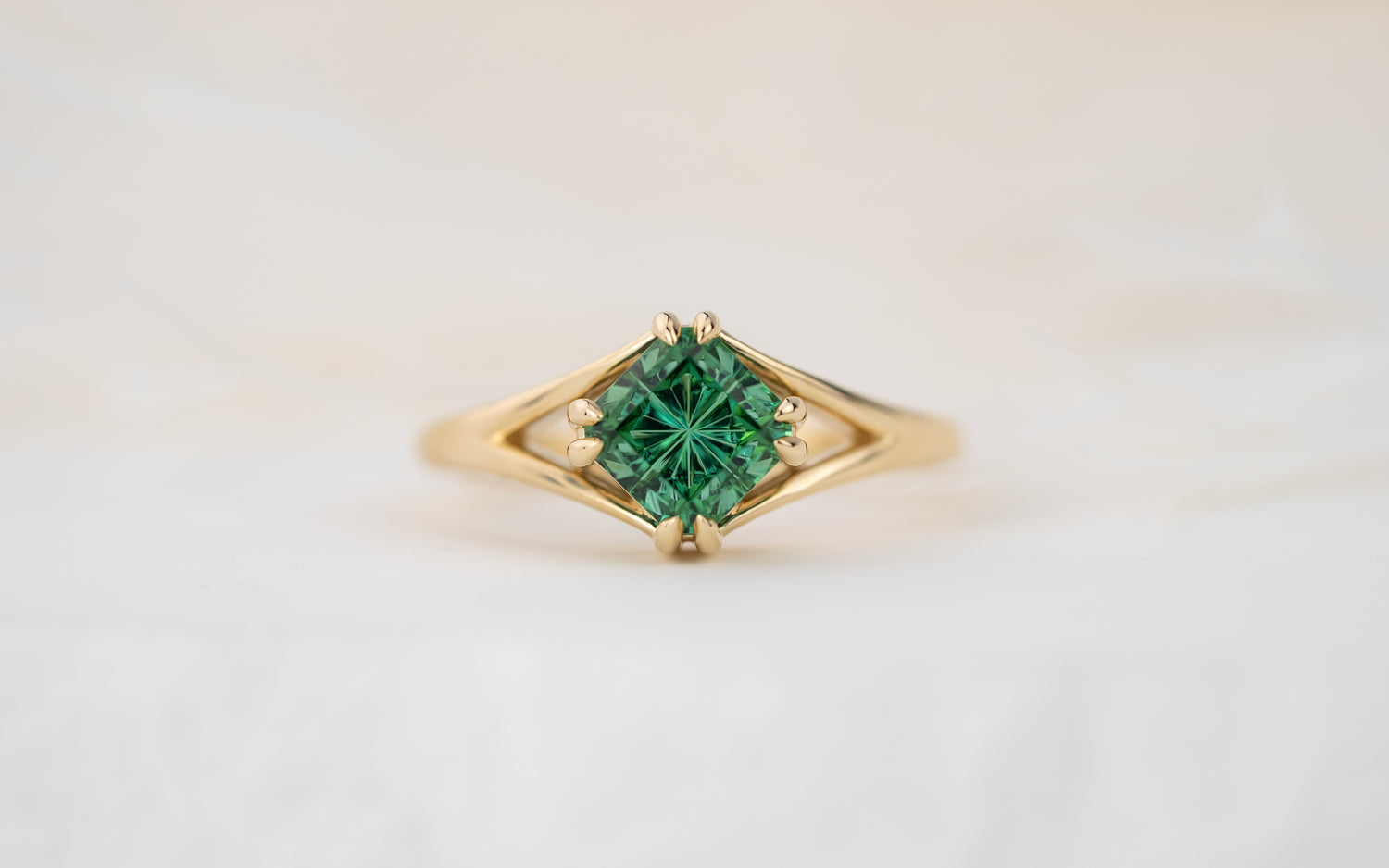 The Willow Ring | 1.56 CT Square Starbrite™ Green Tourmaline