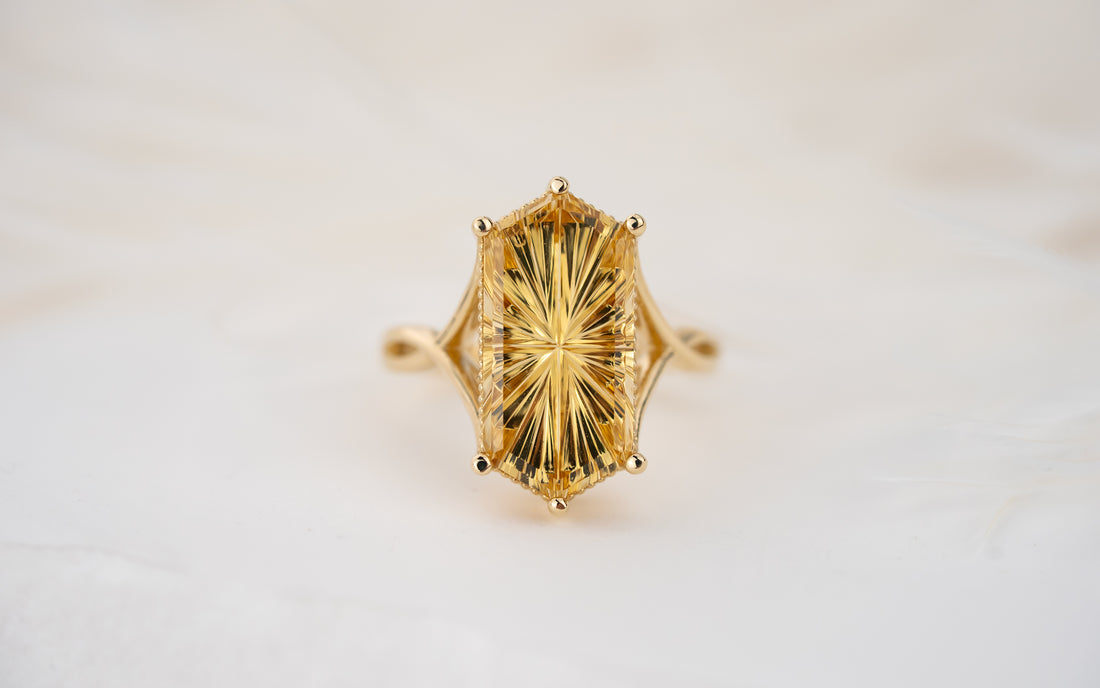The Fates Ring | 5.01 Hexagon Starbrite™ Golden Beryl