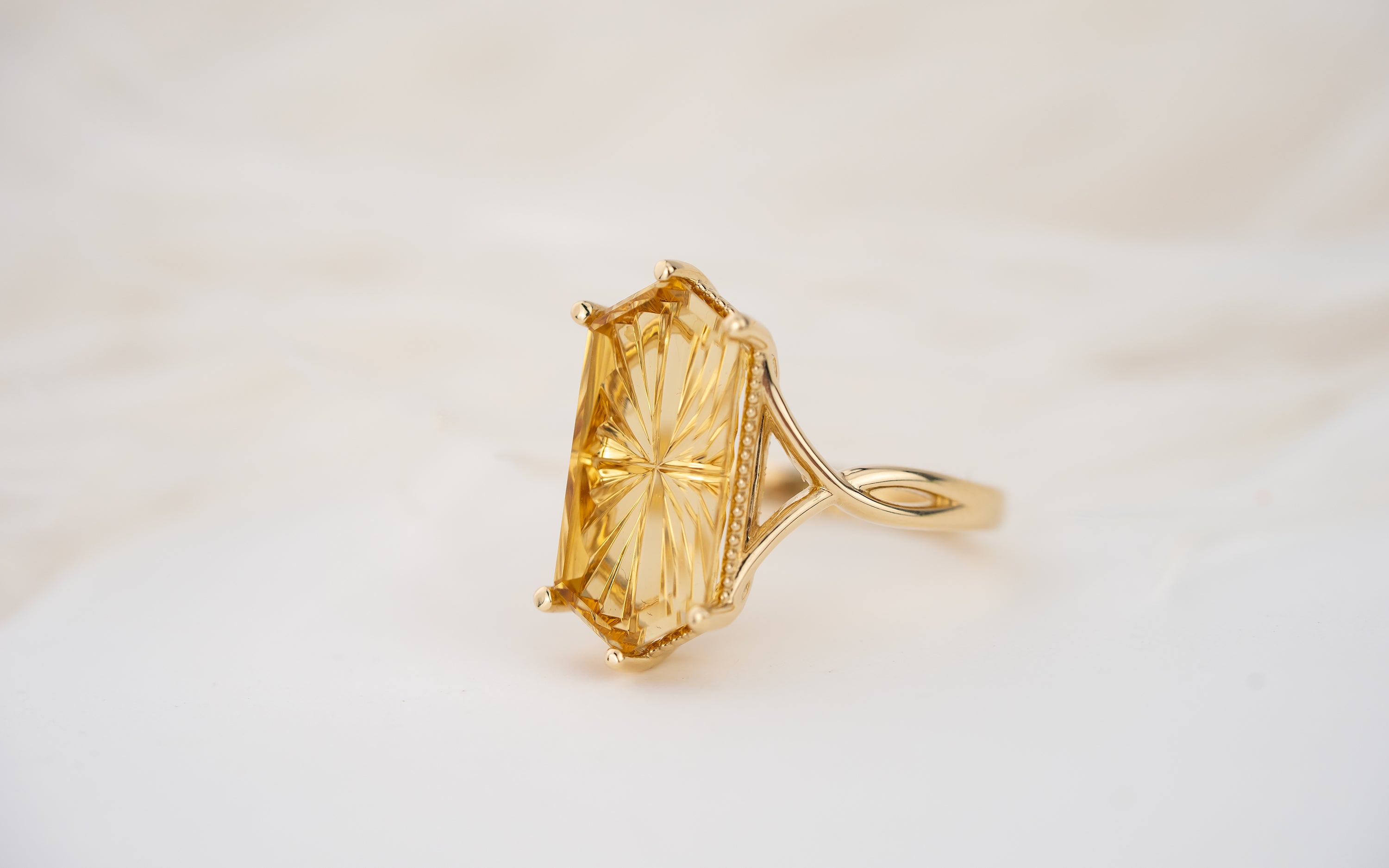 The Fates Ring | 5.01 Hexagon Starbrite™ Golden Beryl