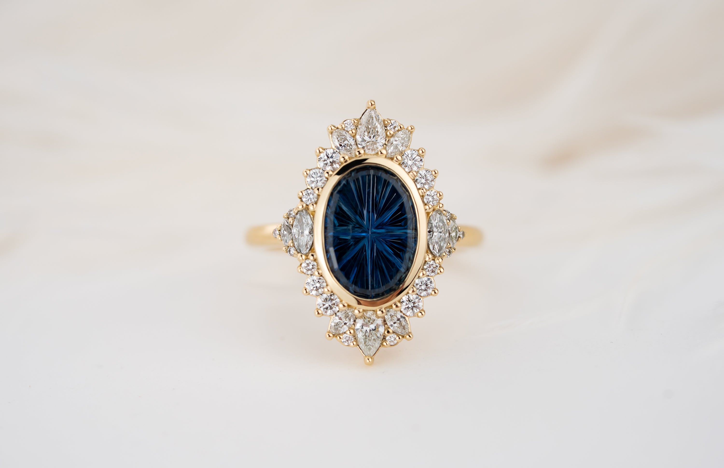 The Ethereal Ring | 2.83 CT Oval Starbrite™ Blue Sapphire