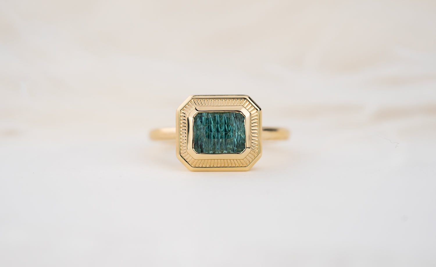 The Olympia Ring | 1.57 CT Rectangular Concave Cut Blue Tourmaline