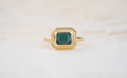 The Olympia Ring | 1.57 CT Rectangular Concave Cut Blue Tourmaline