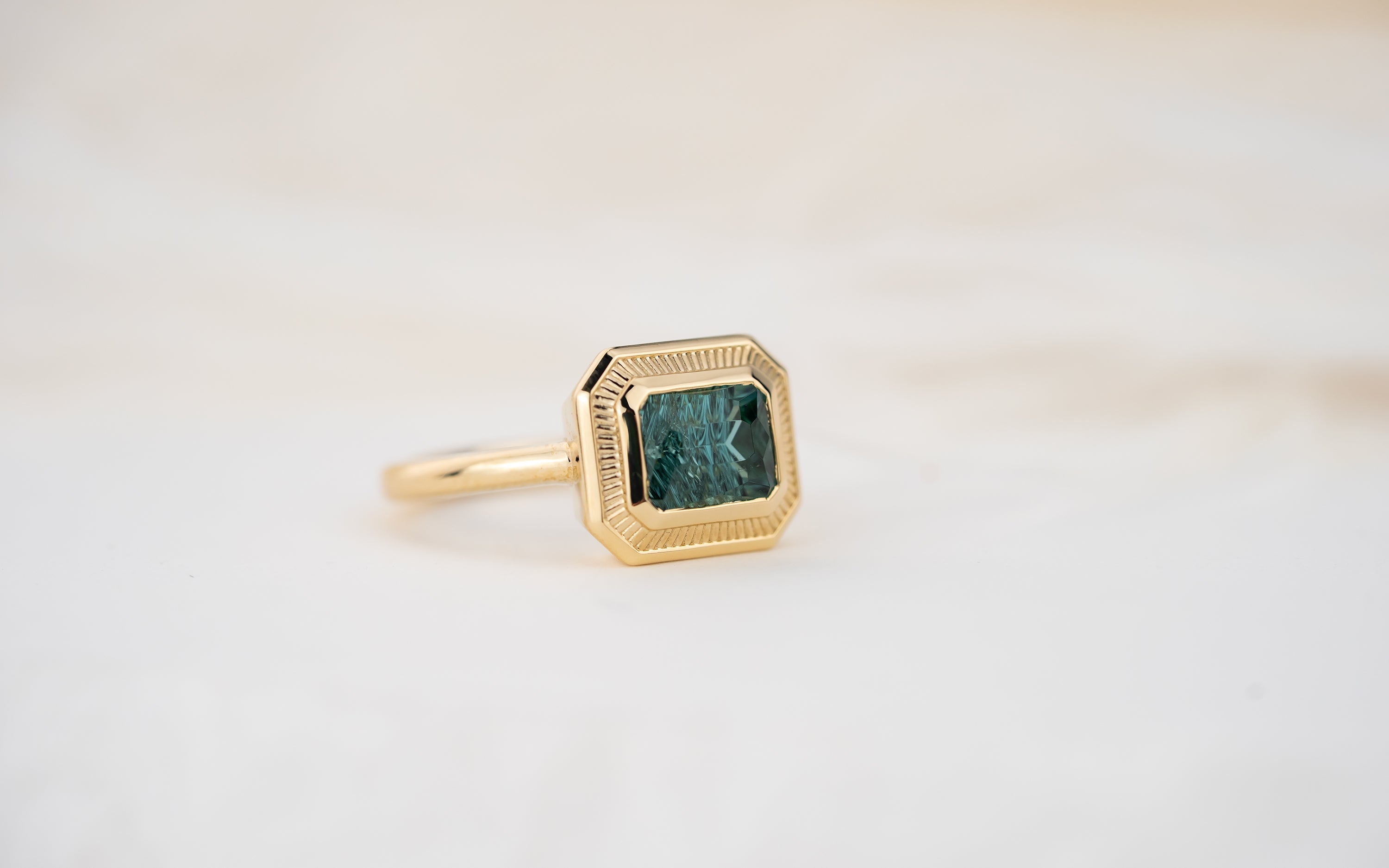 The Olympia Ring | 1.57 CT Rectangular Concave Cut Blue Tourmaline