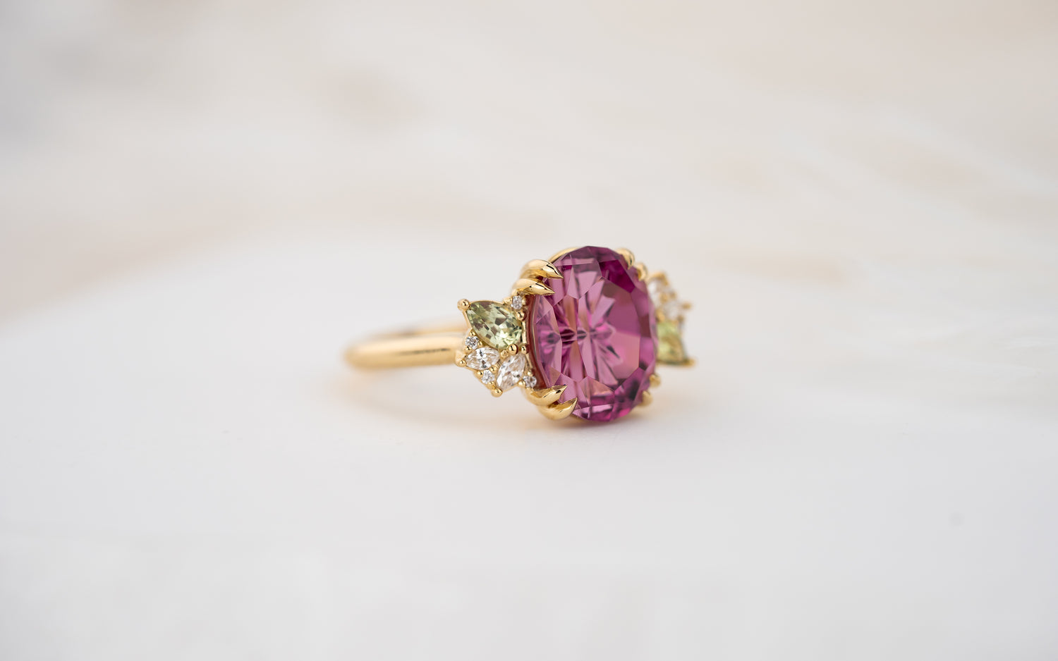 The Fleur Ring | 4.72 CT Oval Starbrite™ Rose Tanga Garnet