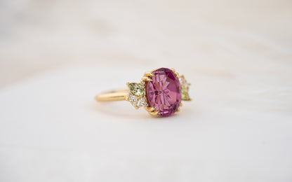 The Fleur Ring | 4.72 CT Oval Starbrite™ Rose Tanga Garnet