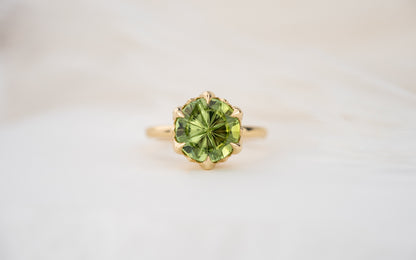 The Secret Garden Ring | 4.37 CT Round Starbrite™ Green Tourmaline