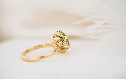 The Secret Garden Ring | 4.37 CT Round Starbrite™ Green Tourmaline
