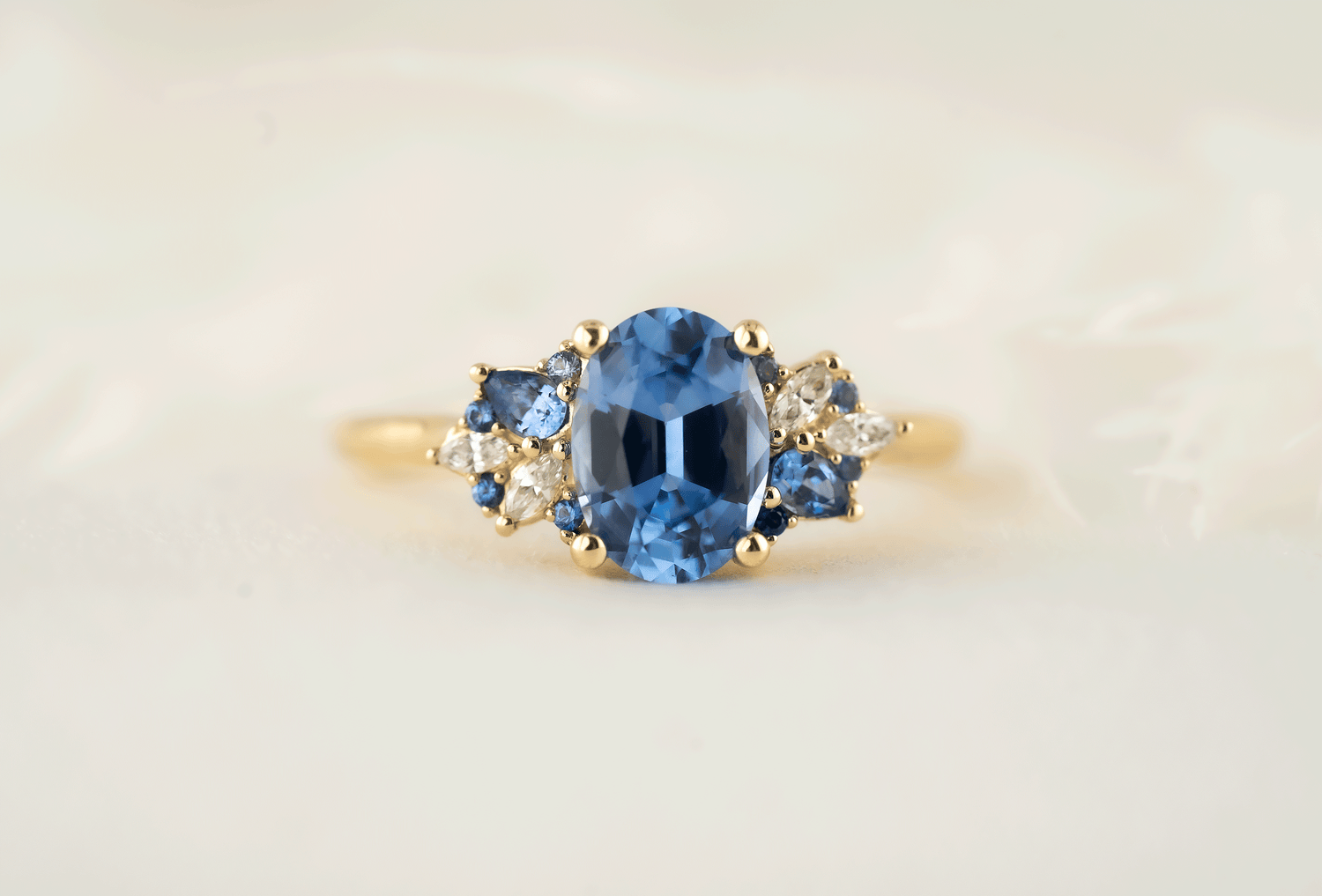 The Fleur Ring | 1.4 CT Oval Blue Sapphire