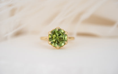 The Secret Garden Ring | 4.37 CT Round Starbrite™ Green Tourmaline