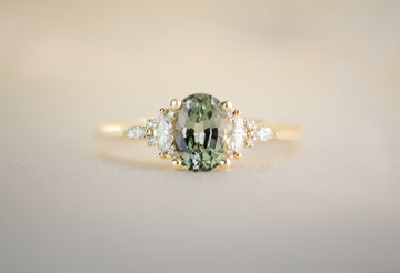 The Maeve 1.36 CT Montana Blue/Green Sapphire Ring - Lavender Creek Gems 