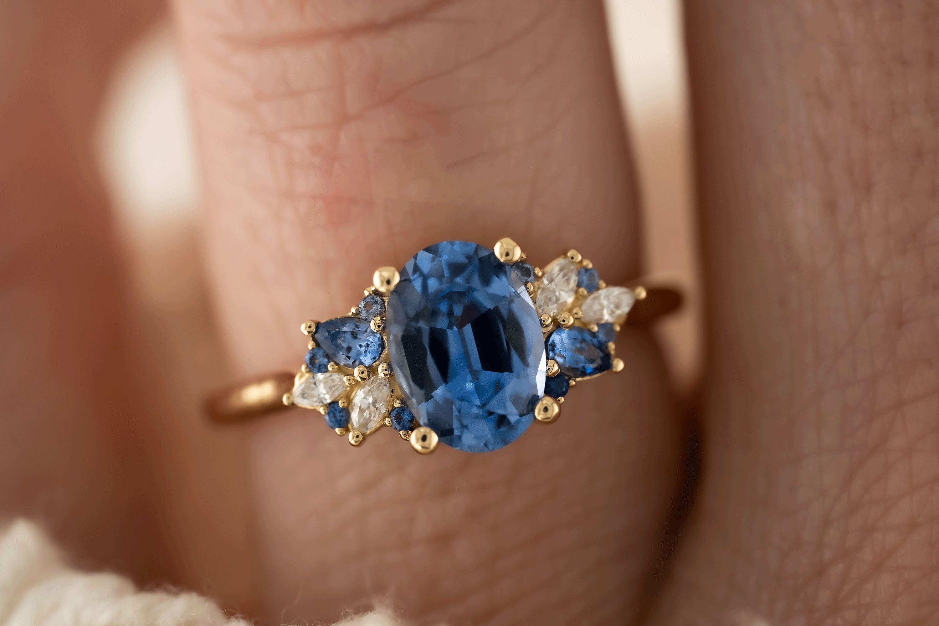 The Fleur Ring | 1.4 CT Oval Blue Sapphire - Lavender Creek Gems 