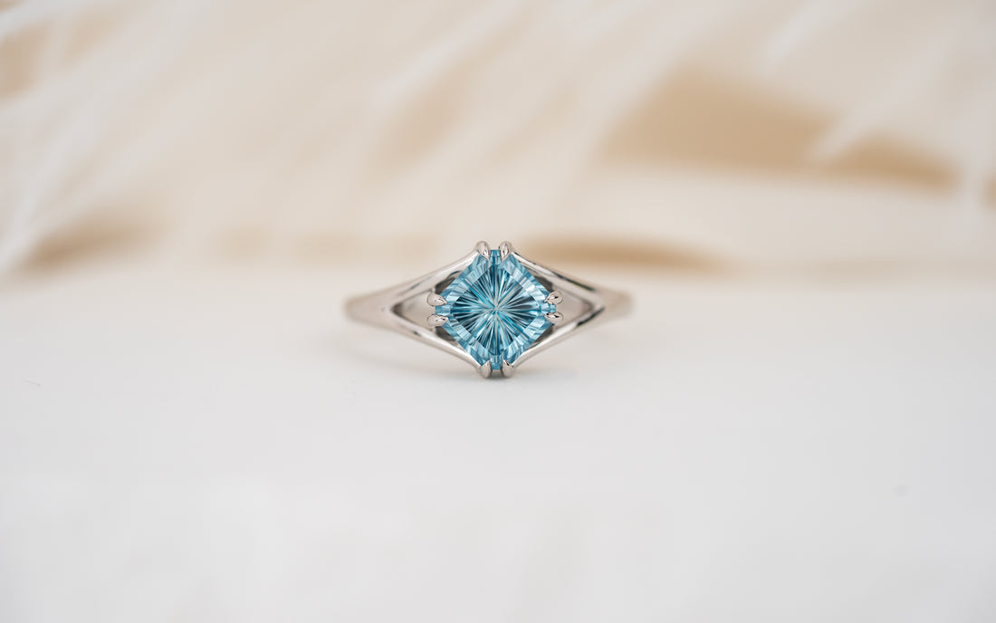 The Willow Ring | 2.21 CT Square Starbrite™ Blue Zircon