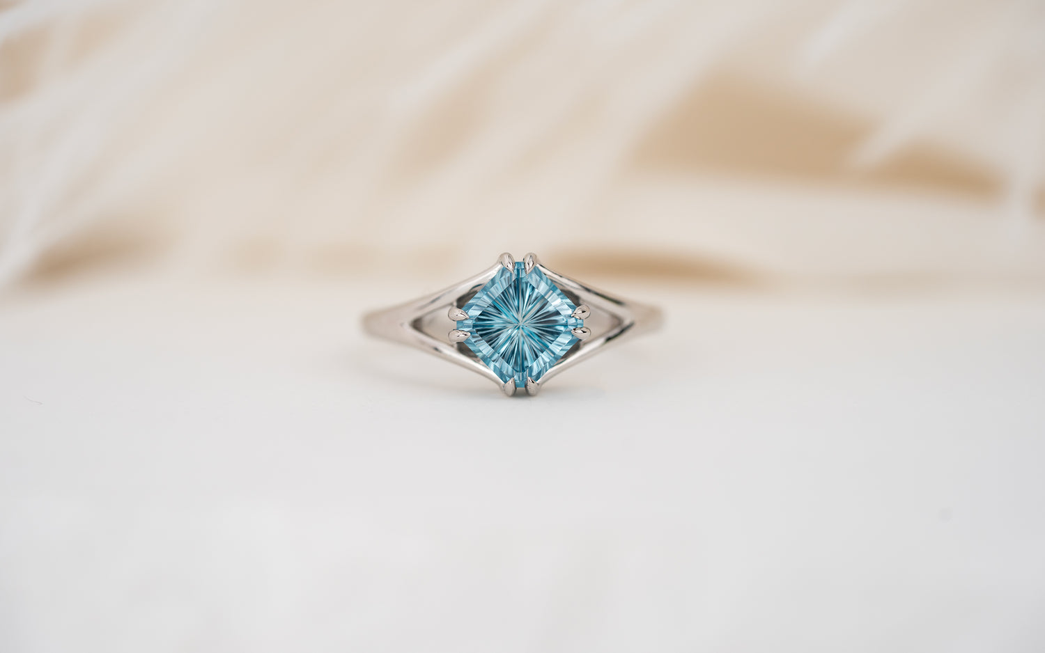 The Willow Ring | 2.21 CT Square Starbrite™ Blue Zircon