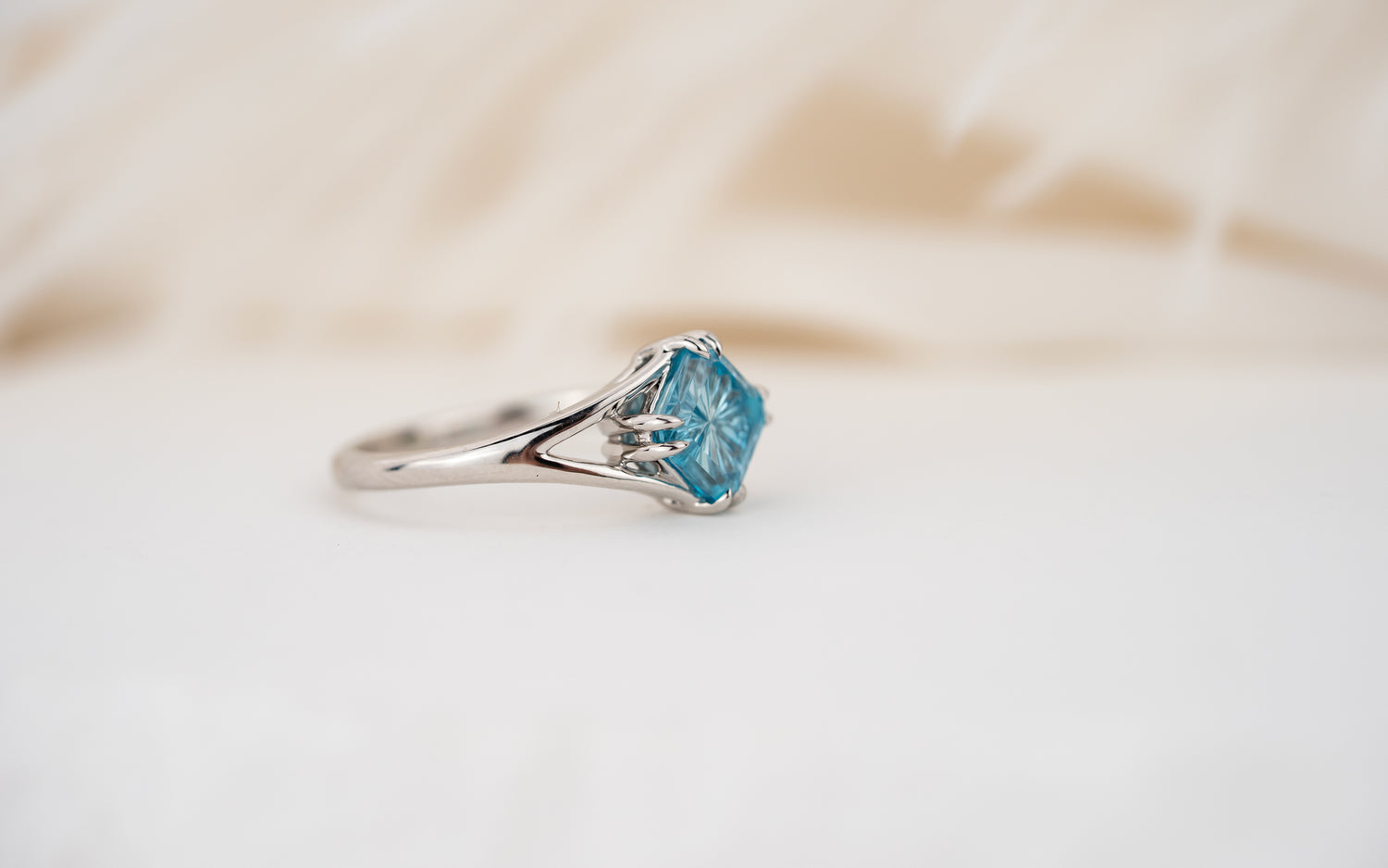 The Willow Ring | 2.21 CT Square Starbrite™ Blue Zircon