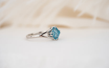 The Willow Ring | 2.21 CT Square Starbrite™ Blue Zircon