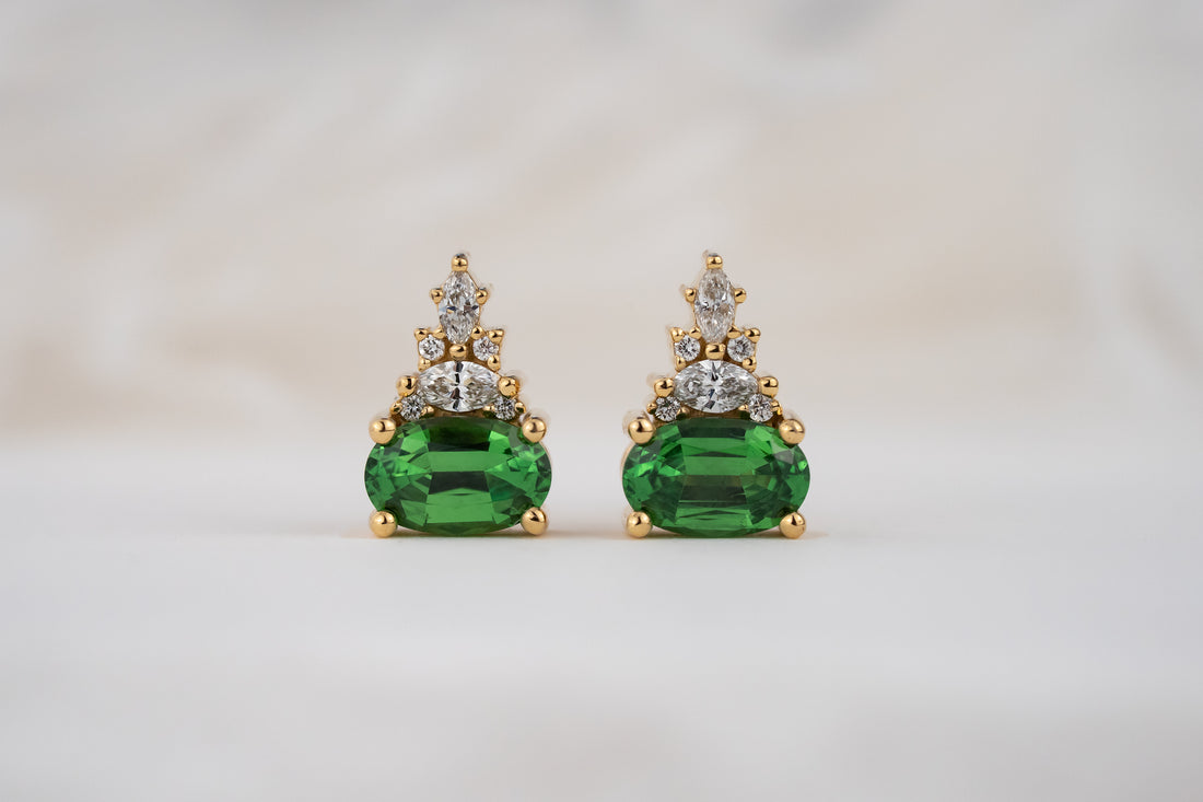 The Maeve Earrings | 0.95 CT Oval Tsavorite Garnet - Lavender Creek Gems 