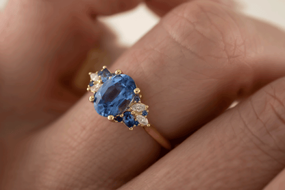 The Fleur Ring | 1.4 CT Oval Blue Sapphire