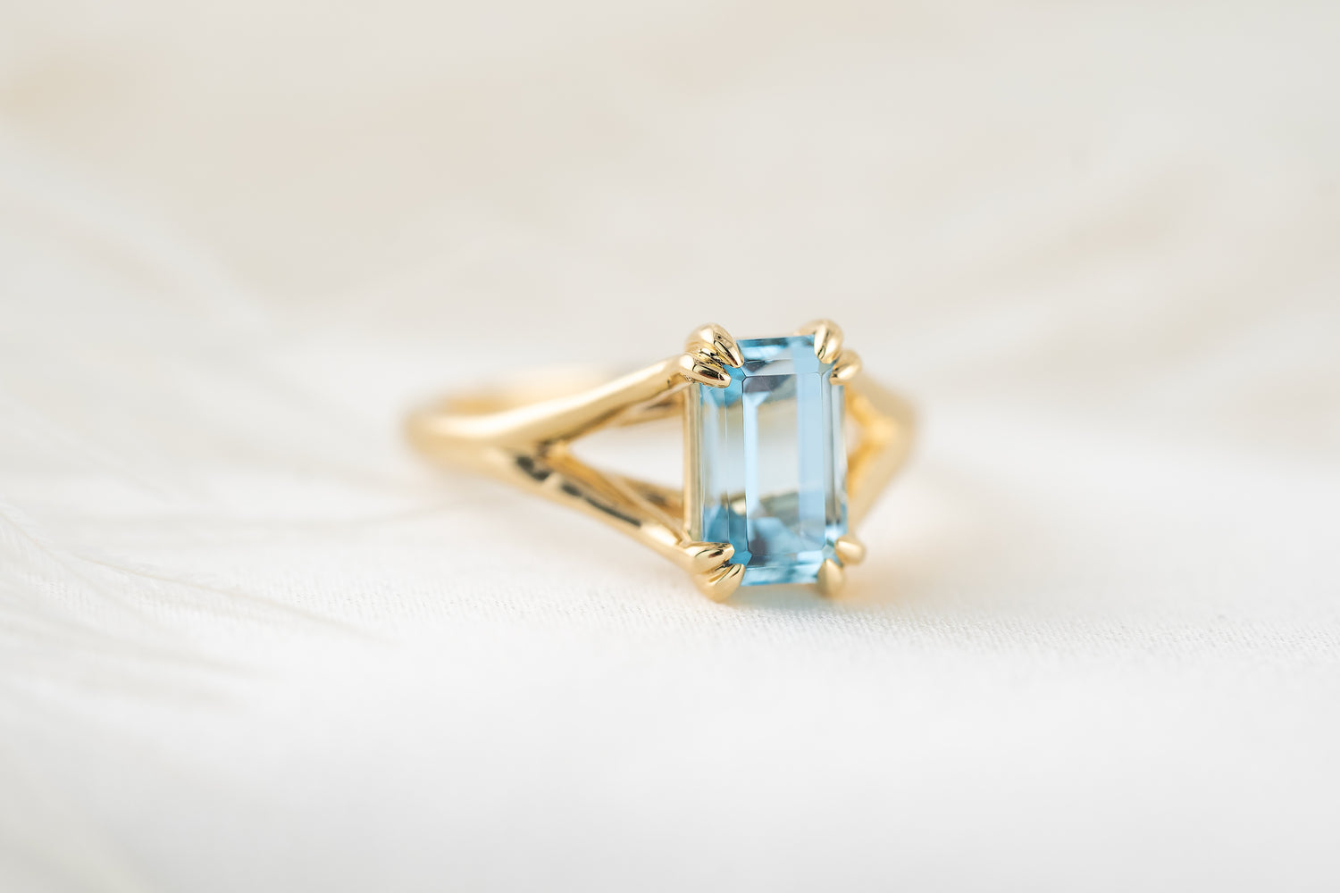 The Weaver Ring | 1.96 CT Emerald Cut Aquamarine - Lavender Creek Gems 