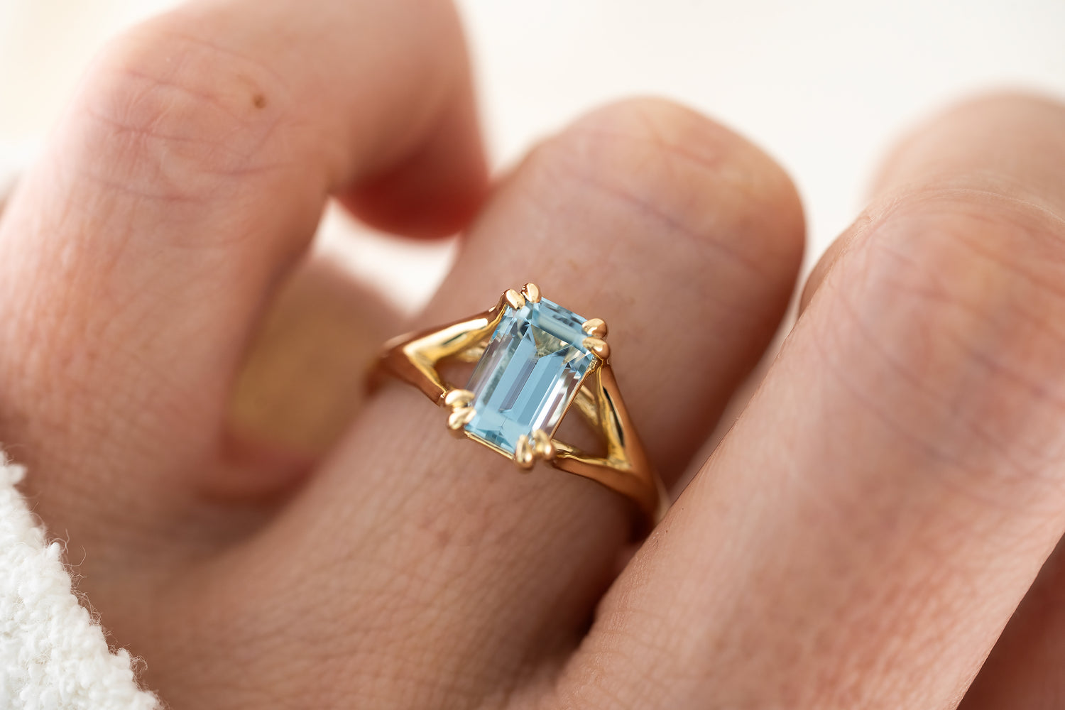 The Weaver Ring | 1.96 CT Emerald Cut Aquamarine - Lavender Creek Gems 