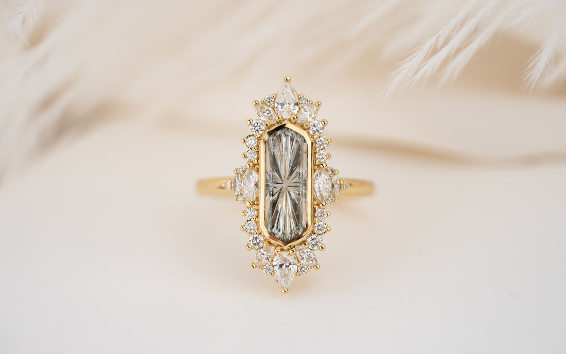 The Ethereal Ring | 1.67 CT Hexagon Starbrite™ Blue Montana Sapphire