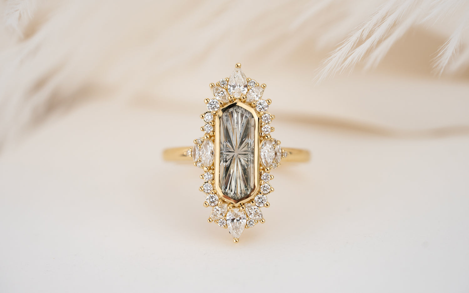 The Ethereal Ring | 1.67 CT Hexagon Starbrite™ Blue Montana Sapphire