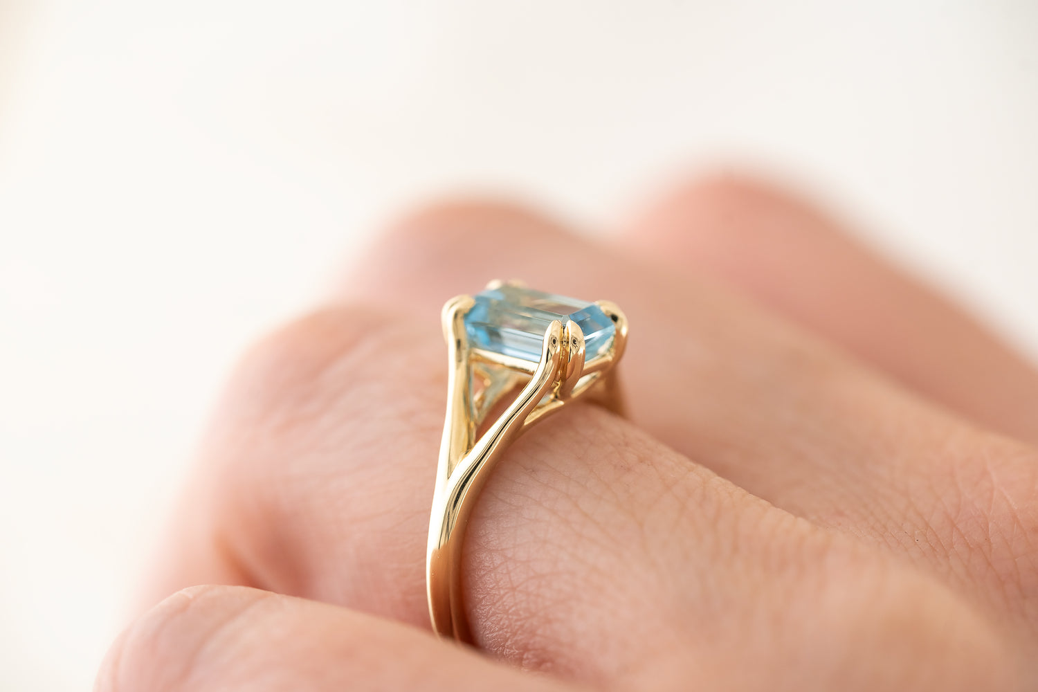 The Weaver Ring | 1.96 CT Emerald Cut Aquamarine - Lavender Creek Gems 