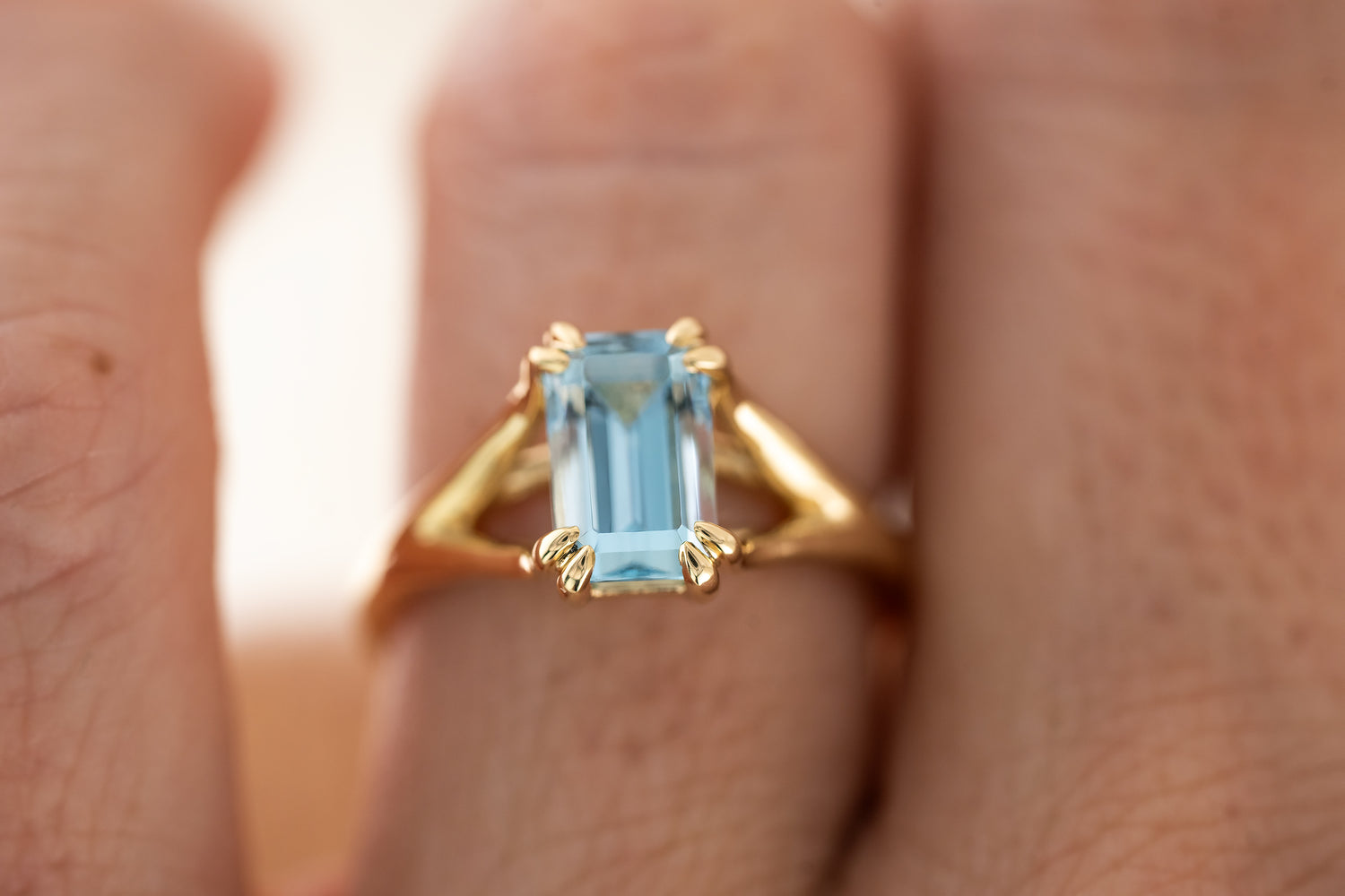 The Weaver Ring | 1.96 CT Emerald Cut Aquamarine - Lavender Creek Gems 