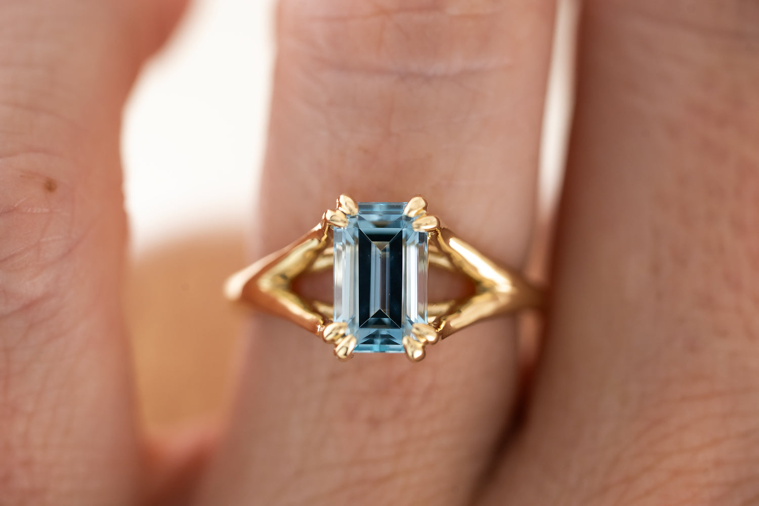 The Weaver Ring | 1.96 CT Emerald Cut Aquamarine - Lavender Creek Gems 