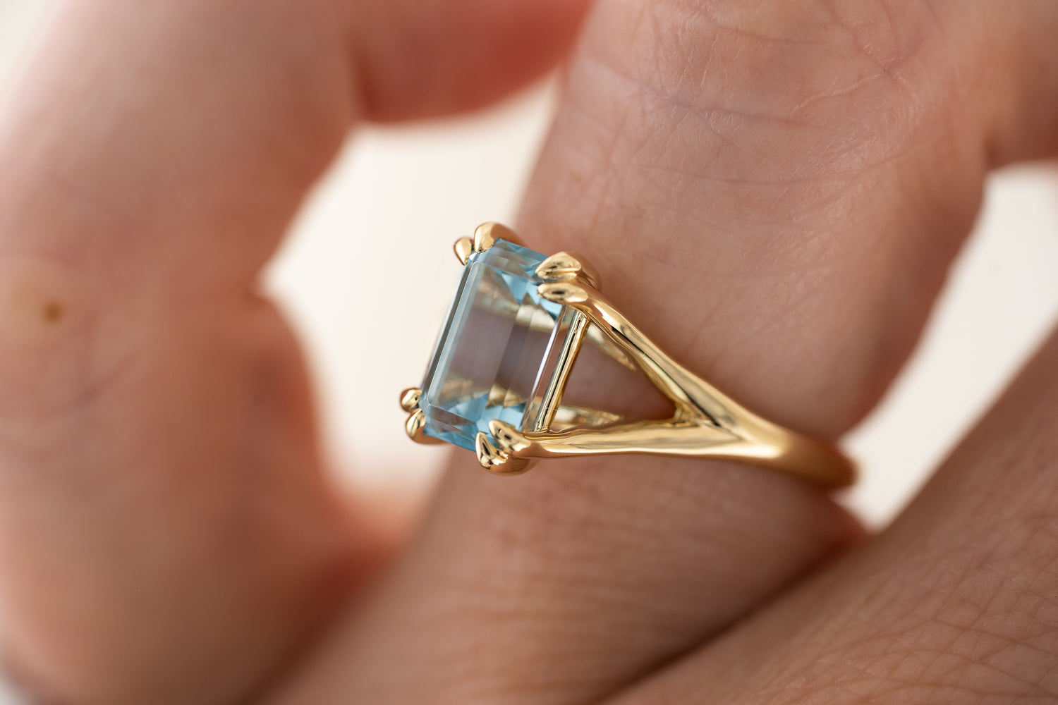 The Weaver Ring | 1.96 CT Emerald Cut Aquamarine - Lavender Creek Gems 