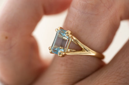 The Weaver Ring | 1.96 CT Emerald Cut Aquamarine - Lavender Creek Gems 