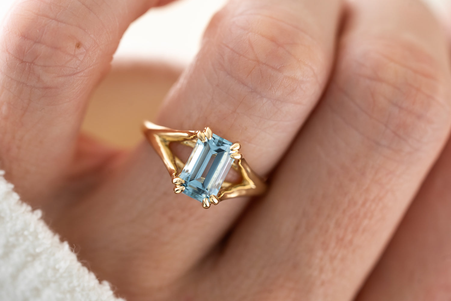 The Weaver Ring | 1.96 CT Emerald Cut Aquamarine - Lavender Creek Gems 