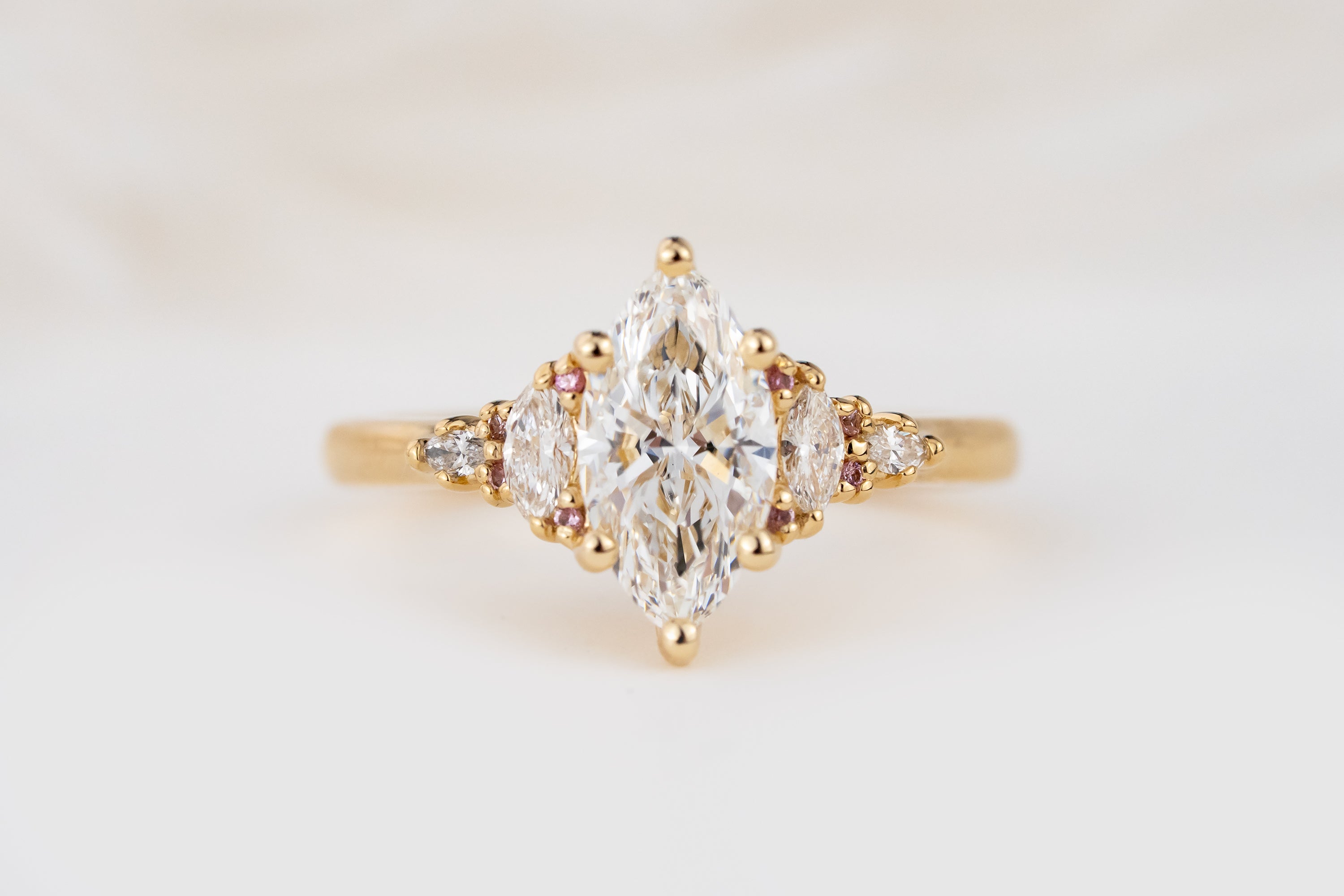 The Maeve Ring | 1 CT Marquise Diamond | Light Pink Sapphire Accents | Size 5.5 - Lavender Creek Gems 