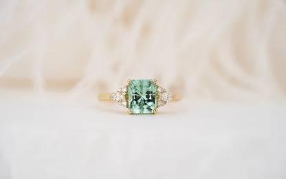 The Aya Ring | 2.05 CT Radiant Seafoam Blue Tourmaline