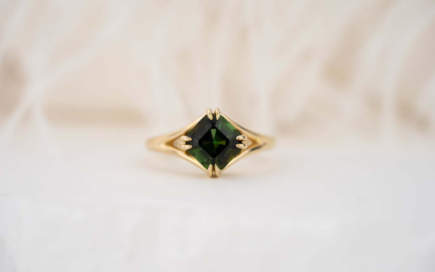The Willow Ring | 1.96 CT Asscher Deep Green Tourmaline