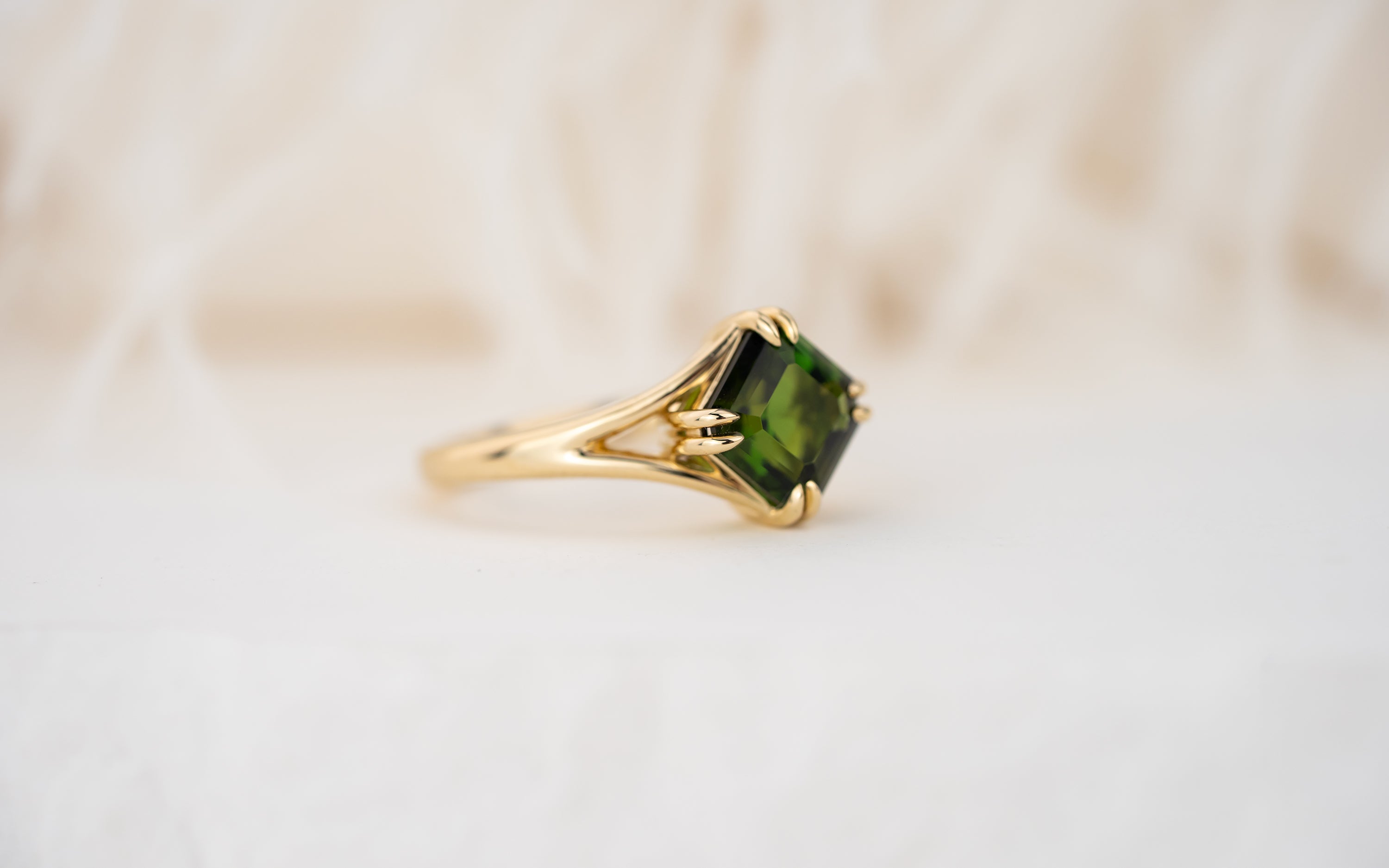 The Willow Ring | 1.96 CT Asscher Deep Green Tourmaline