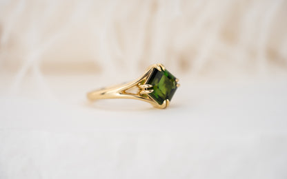 The Willow Ring | 1.96 CT Asscher Deep Green Tourmaline