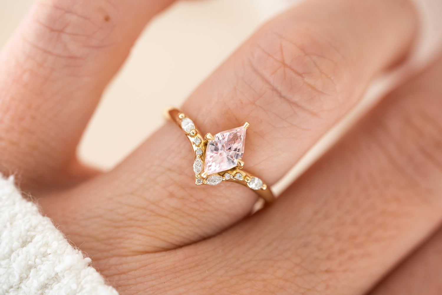 The Aurora Ring | 1.11 CT Kite Pink Sapphire - Lavender Creek Gems 