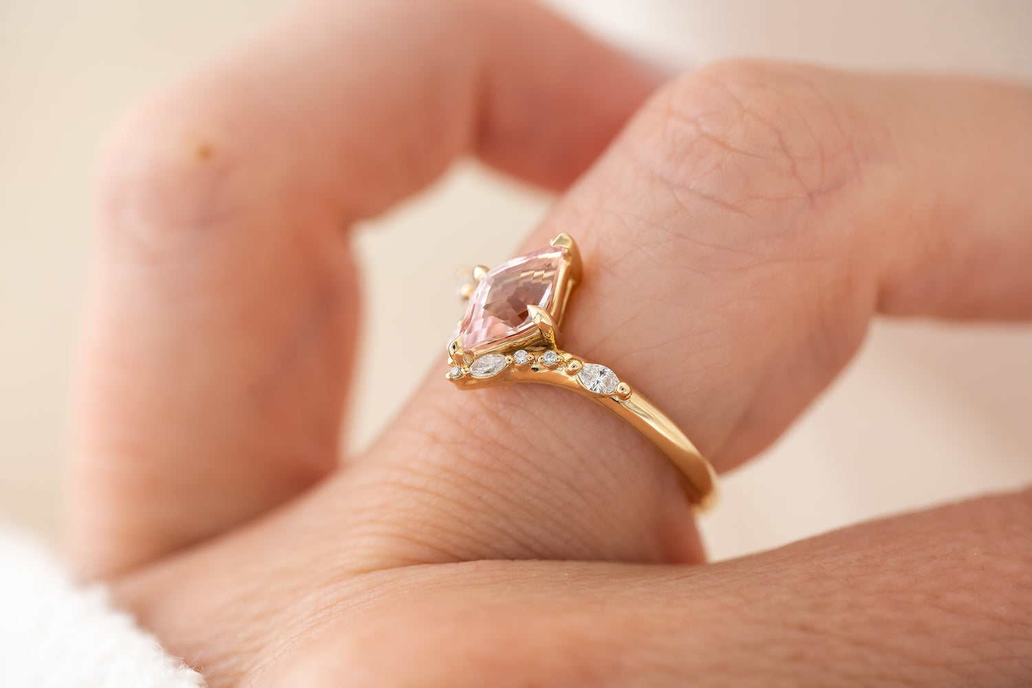 The Aurora Ring | 1.11 CT Kite Pink Sapphire - Lavender Creek Gems 