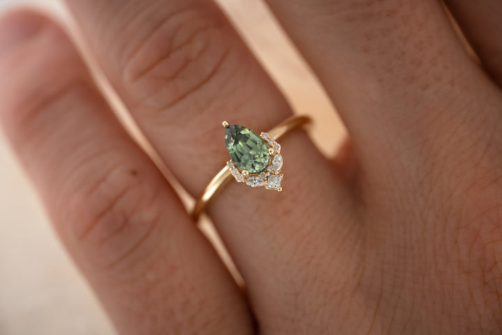 The Charlotte 0.88 CT Pear Teal Sapphire Ring