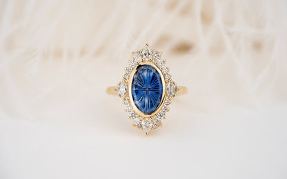 The Ethereal Ring | 3.18 CT Oval Starbrite™ Bicolor Blue Sapphire